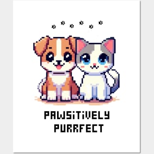 Pixel Dog Cat Pet Pawsitively Purrfect Posters and Art